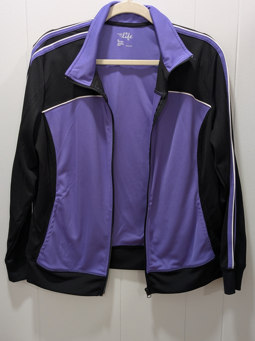 made for life Purple and Black Athletic Bomber Jacket
